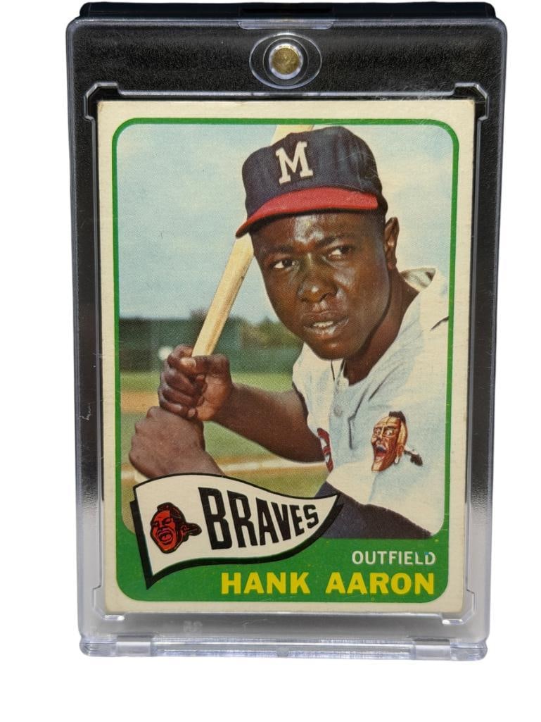 1965 TOPPS # 170 HANK AARON BASEBALL CARD: HANK AARON, MILWAUKEE BRAVES, HALL OF FAMER, RARE CARD, SEE PHOTOS FOR CONDITION, FROM THE ESTATE OF A LOCAL RENO, NV DOCTOR AT RENOWN WHO RAN BIG LEAGUE SPORTS MEDICINE BASEBALL CAMP FOR NEARLY 