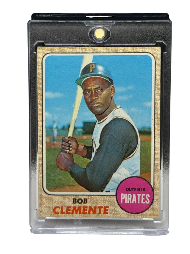 1968 TOPPS #150 BOB CLEMENTE BASEBALL CARD: BOB CLEMENTE, PITTSBURGH PIRATES, HALL OF FAMER, RARE CARD, SEE PHOTOS FOR CONDITION, FROM THE ESTATE OF A LOCAL RENO, NV DOCTOR AT RENOWN WHO RAN BIG LEAGUE SPORTS MEDICINE BASEBALL CAMP FOR NEA