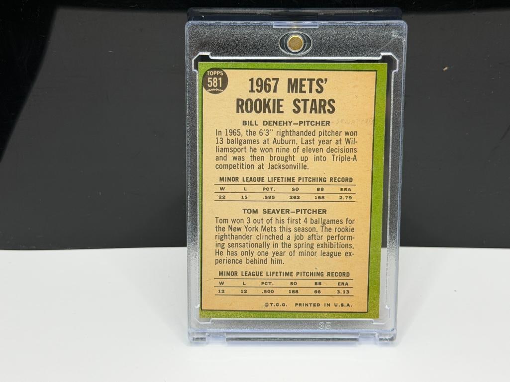 1968 TOPPS #581 1967 MET'S ROOKIE STARS TOM SEAVER AND BILL DENEHY BASEBALL CARD - 8