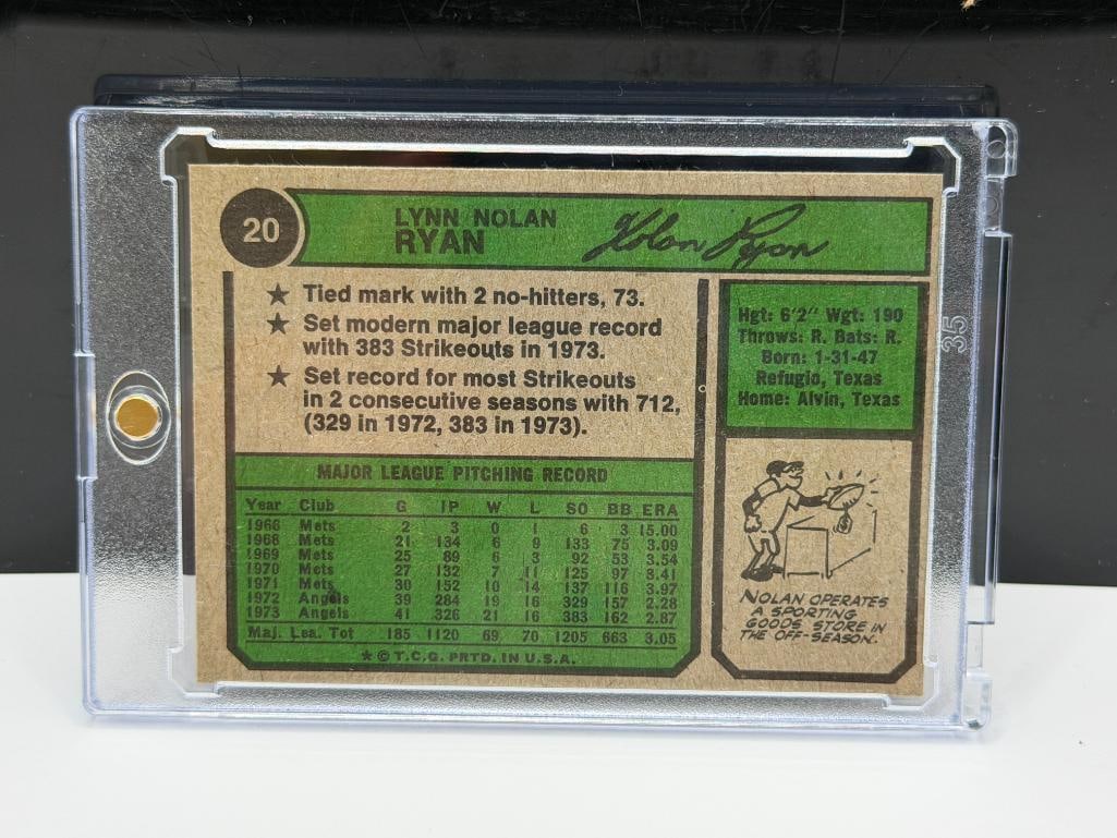 1974 TOPPS #20 NOLAN RYAN BASEBALL CARD - 8