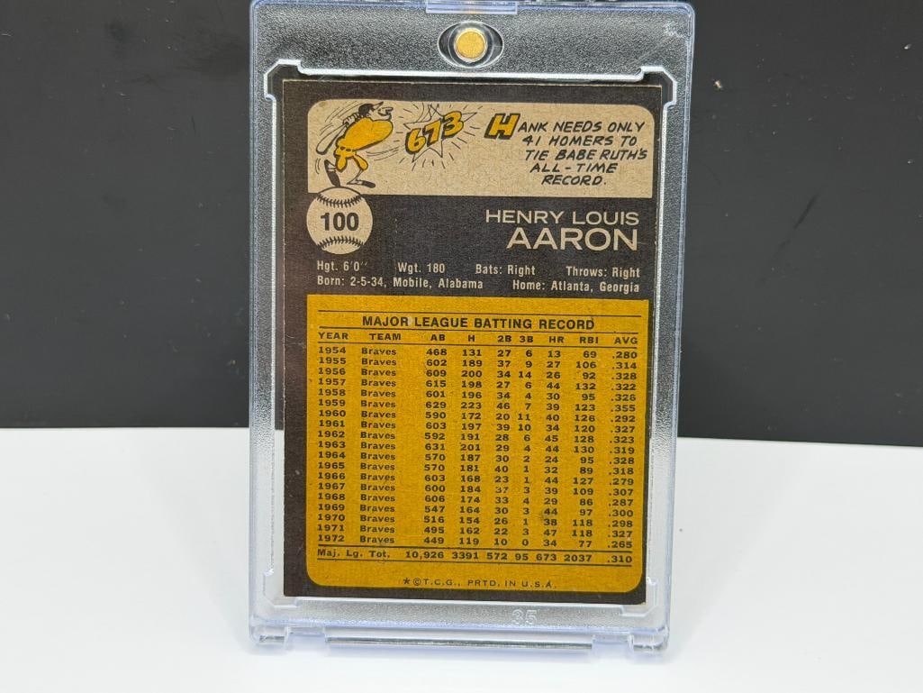 1973 TOPPS #100 HANK AARON BASEBALL CARD - 8