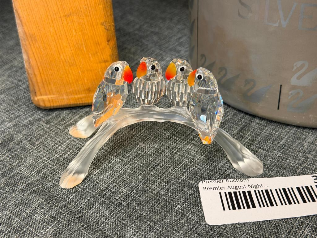 SWAROVSKI CRYSTAL BABY LOVEBIRDS FIGURINE NO. 199123 FIRE OPAL BEAKS FEATURED BEAUTIES COLLECTION - 2