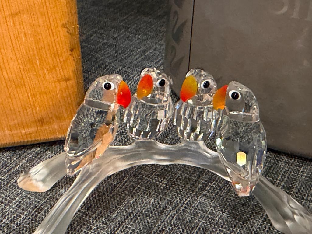 SWAROVSKI CRYSTAL BABY LOVEBIRDS FIGURINE NO. 199123 FIRE OPAL BEAKS FEATURED BEAUTIES COLLECTION - 3