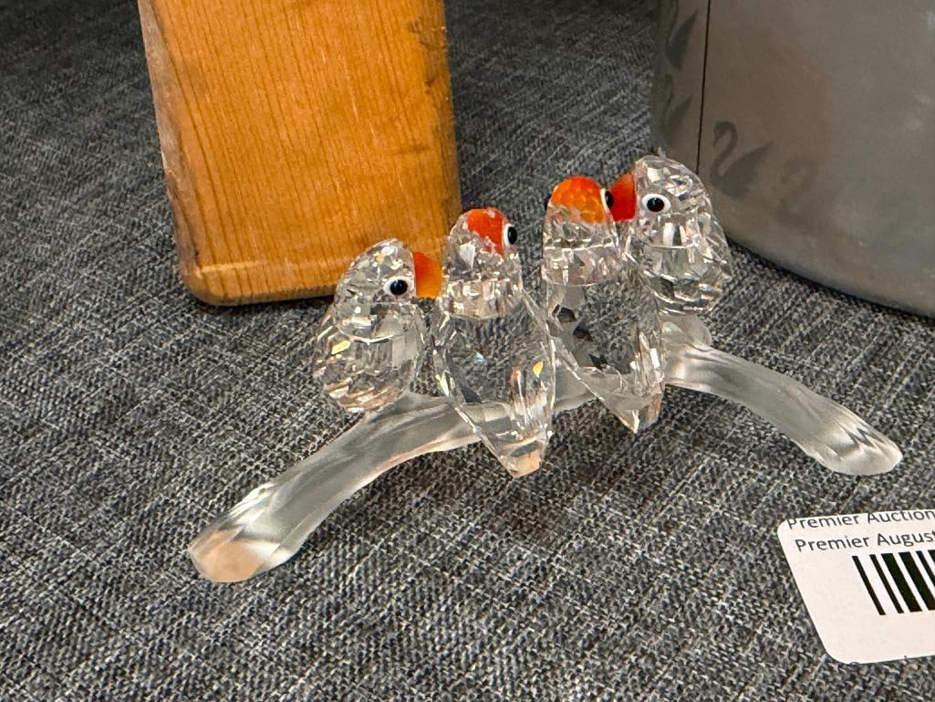 SWAROVSKI CRYSTAL BABY LOVEBIRDS FIGURINE NO. 199123 FIRE OPAL BEAKS FEATURED BEAUTIES COLLECTION - 5