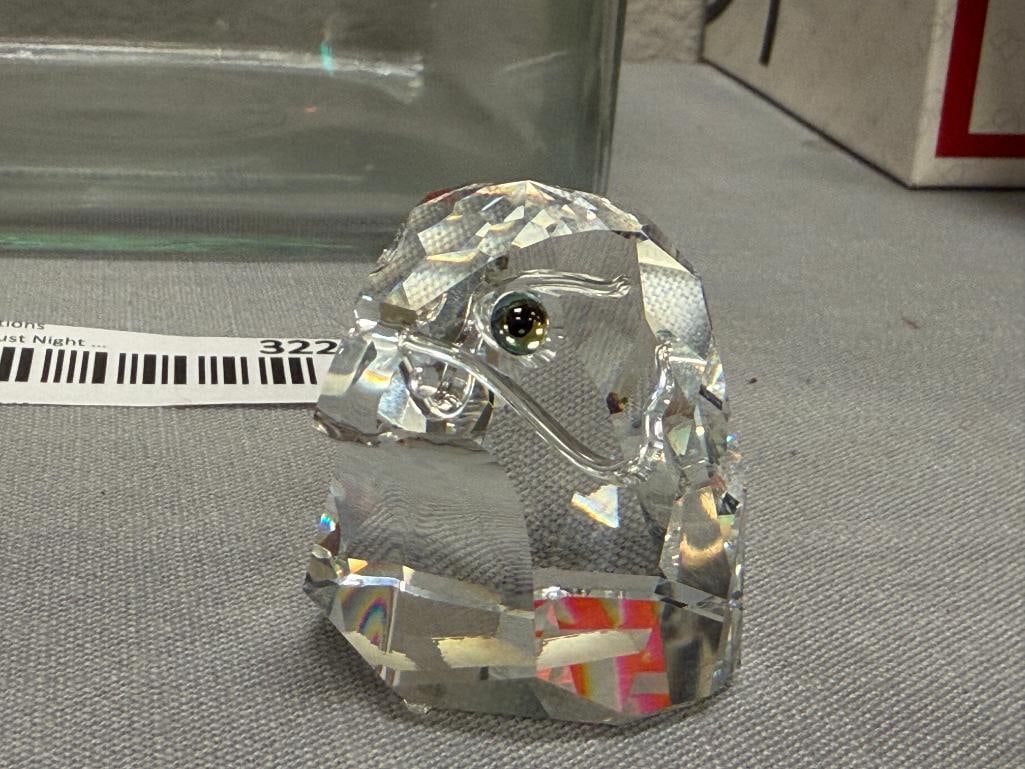 SWAROVSKI CRYSTAL FALCON HEAD FIGURINE NO. 013829 RETIRED IN 1991 DESIGNED BY MAX SCHRECK - 3