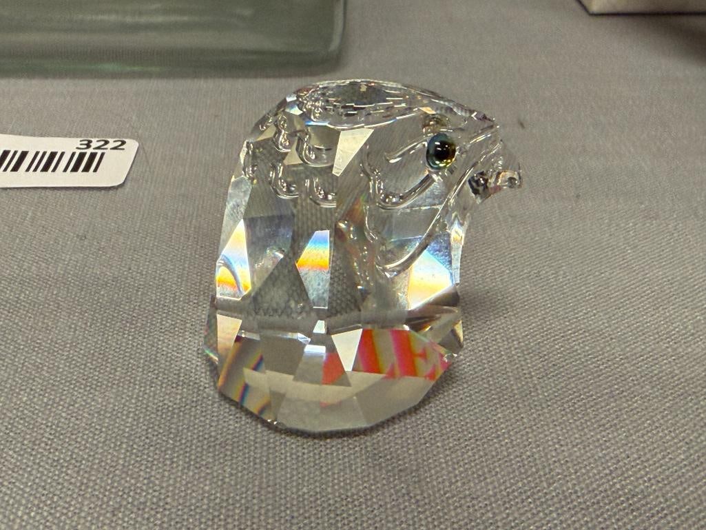 SWAROVSKI CRYSTAL FALCON HEAD FIGURINE NO. 013829 RETIRED IN 1991 DESIGNED BY MAX SCHRECK - 5
