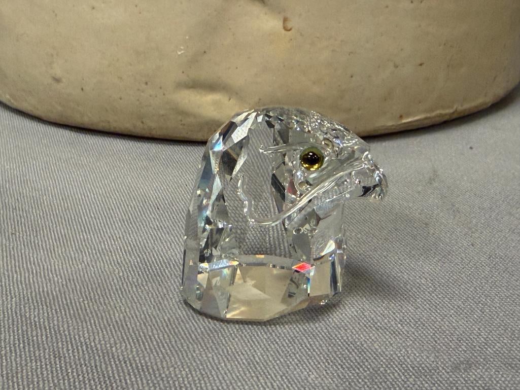 SWAROVSKI CRYSTAL FALCON HEAD FIGURINE NO. 013829 RETIRED IN 1991 DESIGNED BY MAX SCHRECK - 6