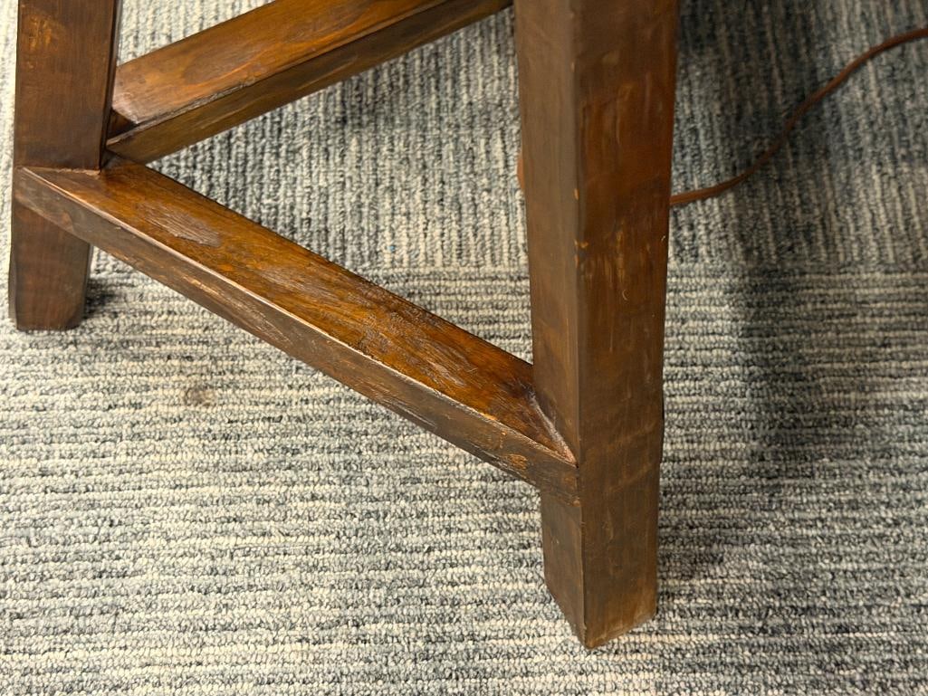THREE-LEGGED STOOL WITH ROUND TOP DARK FINISH WITH CARVED LOOK TOP - 4