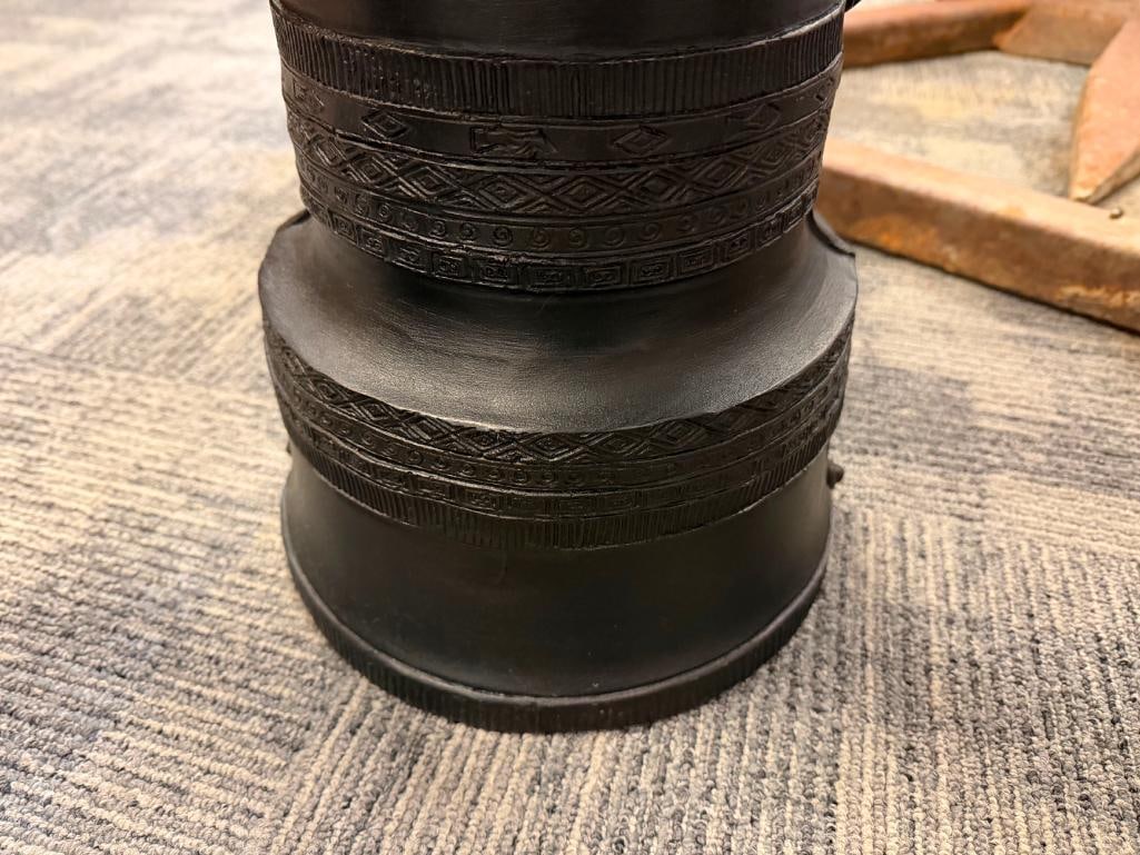 PAIR OF POTTERY BARN SOUTHEAST ASIAN STYLE RAIN DRUM ACCENT TABLES OUTDOOR / INDOOR - 11