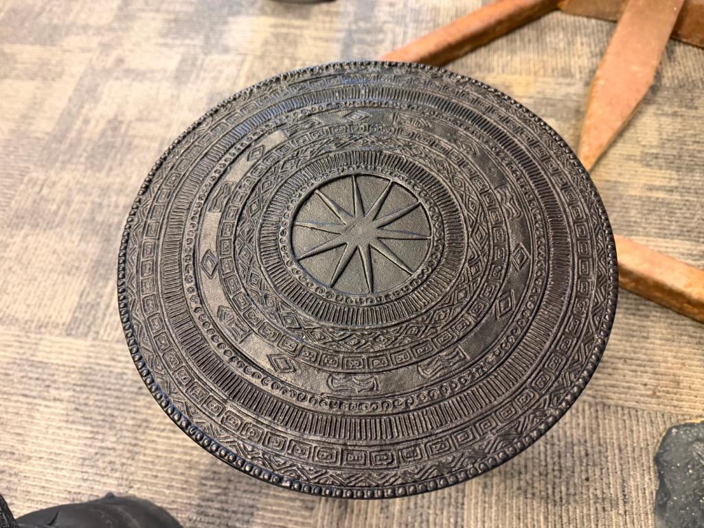 PAIR OF POTTERY BARN SOUTHEAST ASIAN STYLE RAIN DRUM ACCENT TABLES OUTDOOR / INDOOR - 14