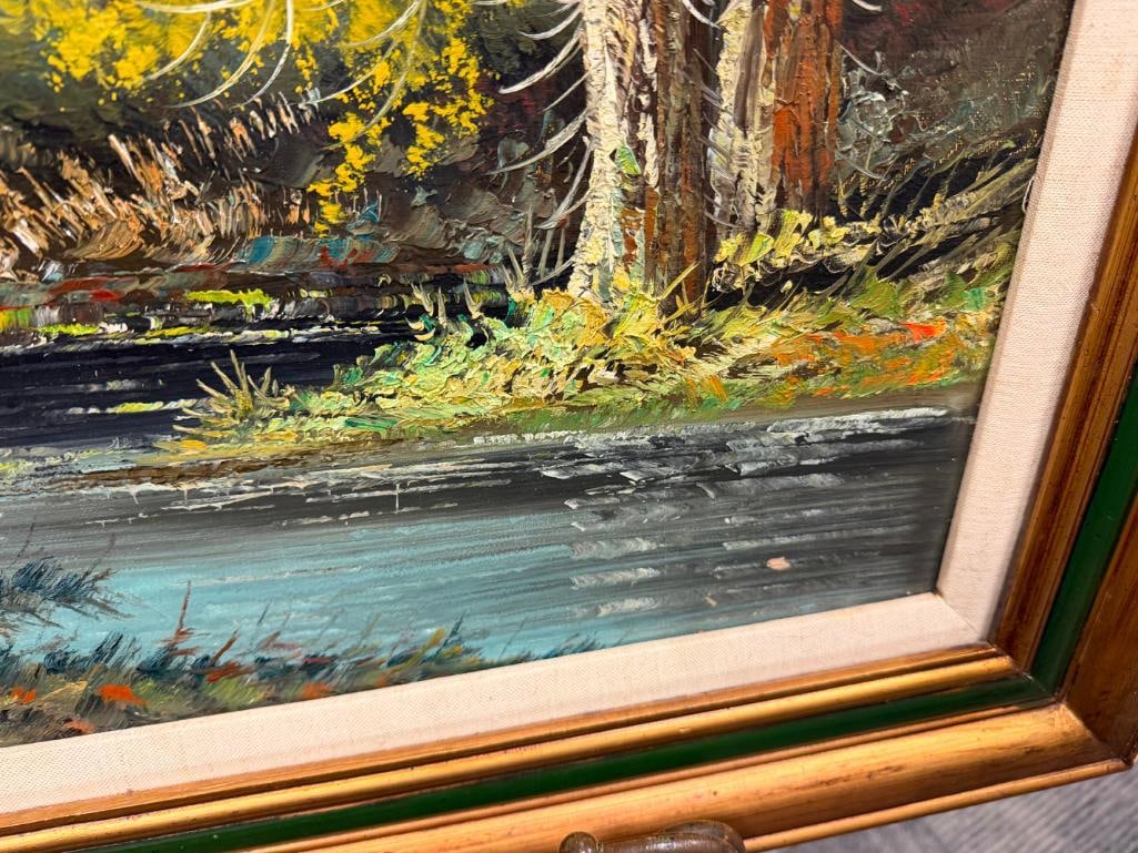 ORIGINAL OIL ON CANVAS PAINTING FOREST LANDSCAPE SIGNED HONO - 10