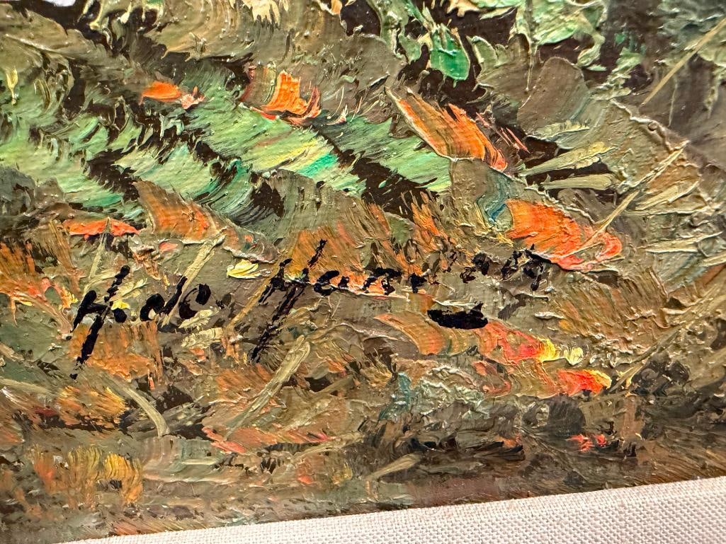 ORIGINAL OIL ON CANVAS PAINTING FOREST LANDSCAPE SIGNED HONO - 4