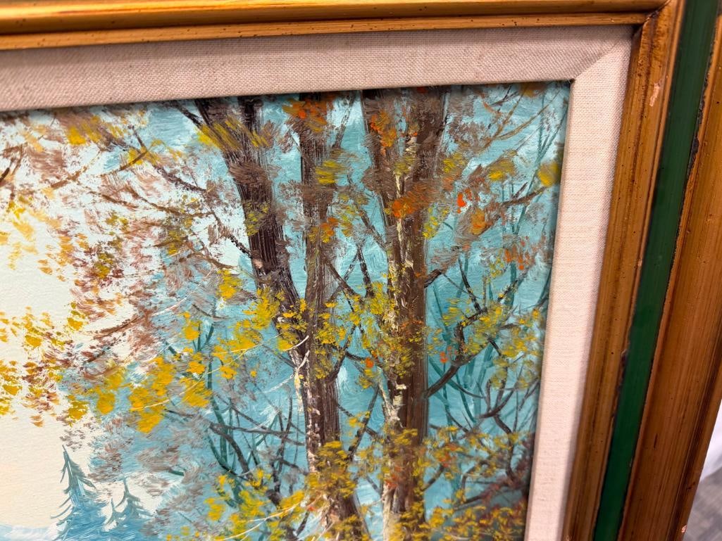ORIGINAL OIL ON CANVAS PAINTING FOREST LANDSCAPE SIGNED HONO - 5