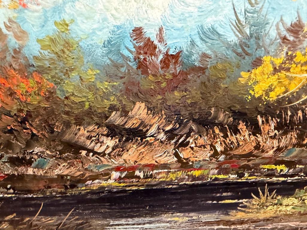 ORIGINAL OIL ON CANVAS PAINTING FOREST LANDSCAPE SIGNED HONO - 7
