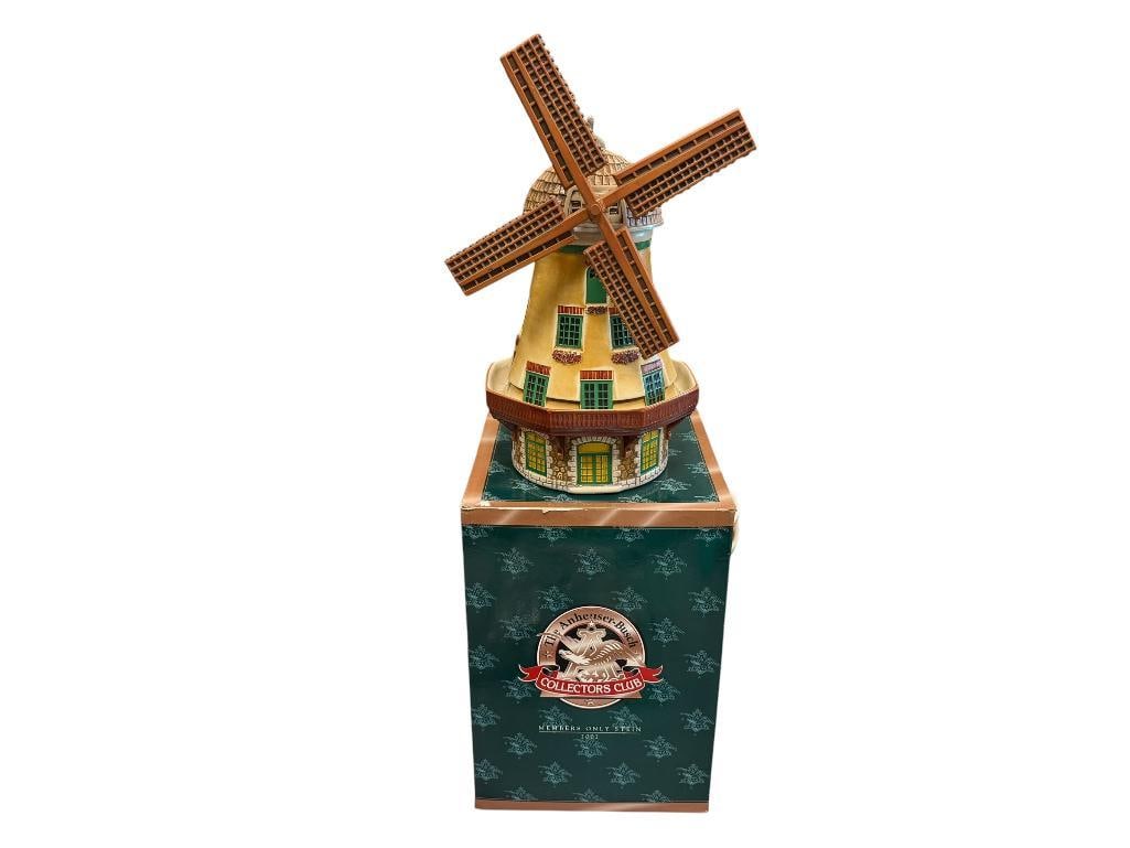 2002 ANHEUSER-BUSCH / BUDWEISER COLLECTORS CLUB MEMBERS ONLY STEIN BEVO MILL CIRCA 1918: IN MINT CONDITION WITH ORIGINAL BOX 12" H