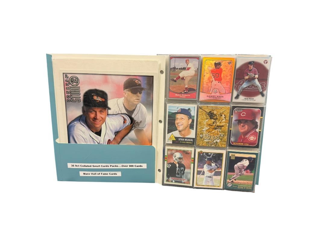 OVER 30 COLLATED SPORT CARD PACKS PLUS DONRUSS 1998 MAGAZINE COVER OF CAL RIPKEN JR.: OVER 300 CARDS TOTAL INCLUDES HALL OF FAMERS