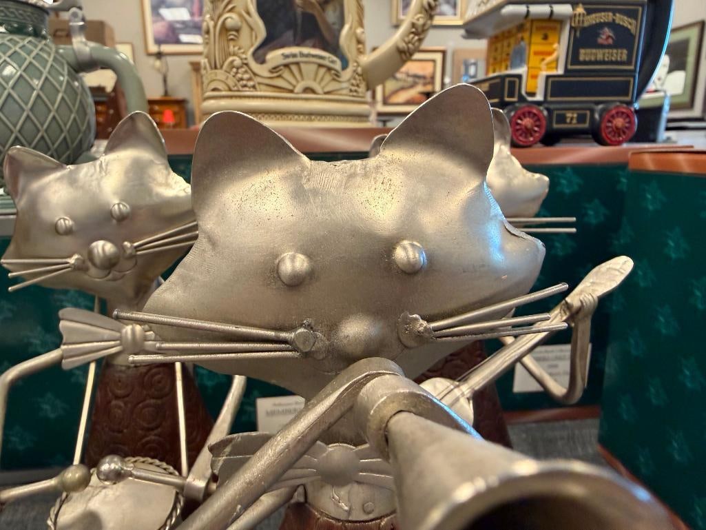 PIER 1 IMPORTS WHIMSICAL CAT MUSICIANS FIGURINES CRAFTED FROM METAL AND WOOD - 4