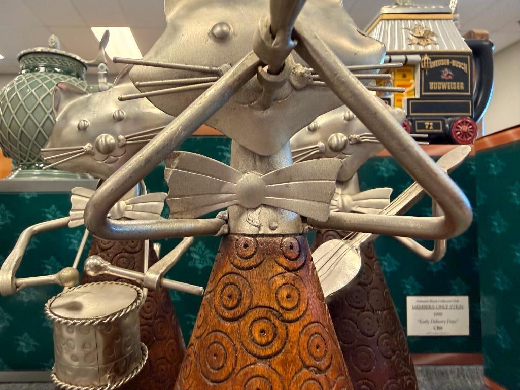 PIER 1 IMPORTS WHIMSICAL CAT MUSICIANS FIGURINES CRAFTED FROM METAL AND WOOD - 5