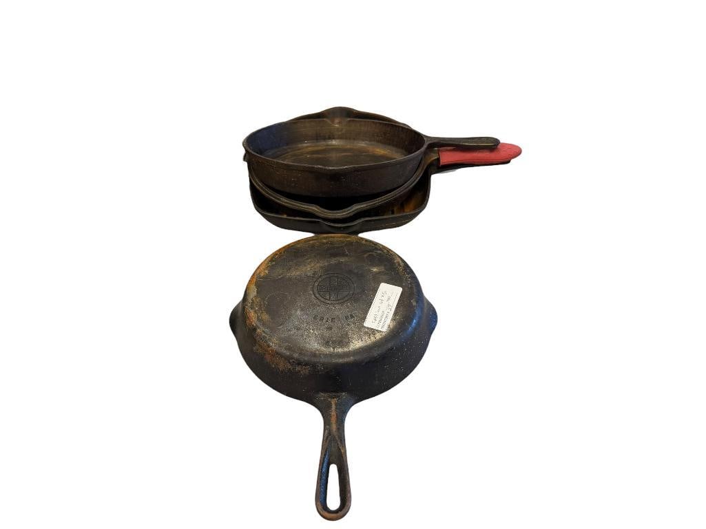 VINTAGE GRISWOLD 699 CAST IRON SKILLET PLUS THREE ADDITIONAL CAST IRON SKILETS (1 of 11)