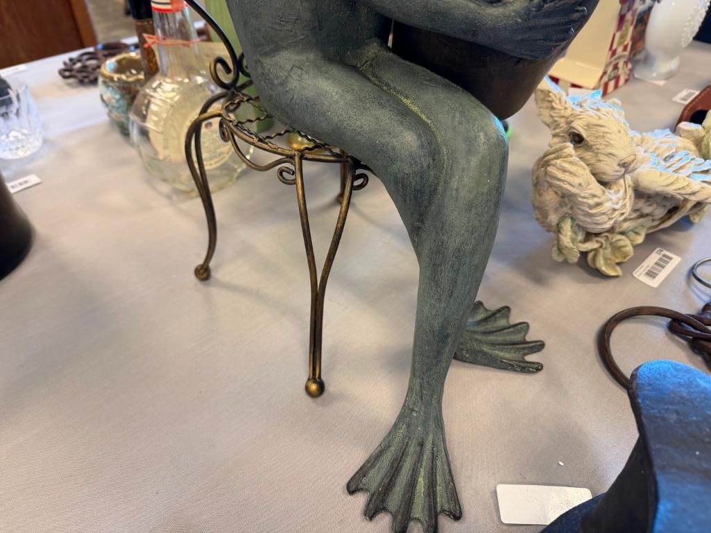 SPI HOME CAST ALUMINUM GREEN THUMB FROG INDOOR / OUTDOOR FIGURE - 9