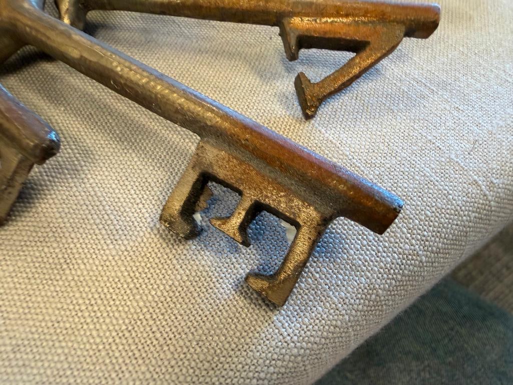 DECORATIVE IRON AND CAST IRON SKELETON KEYS ON KEY RINGS - 7