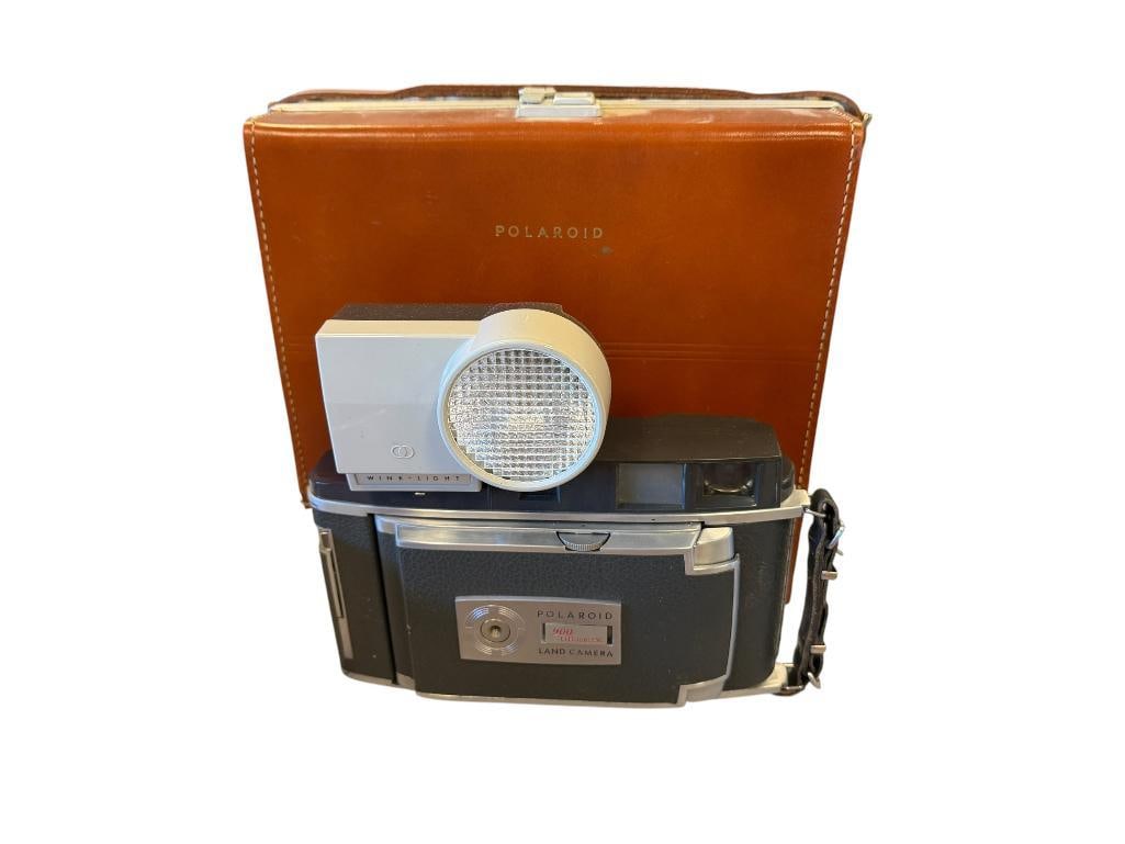 VINTAGE 1960'S POLAROID 900 ELECTRIC EYE LAND CAMERA WITH WINK-LIGHT FLASH AND LEATHER CASE (1 of 11)