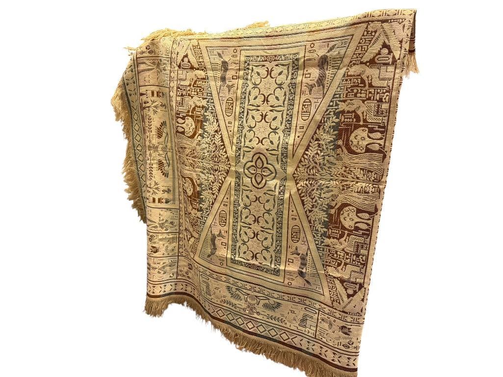 EGYPTIAN HIEROGLYPHIC TAPESTRY: IN GOOD CONDITION 80" X 52"