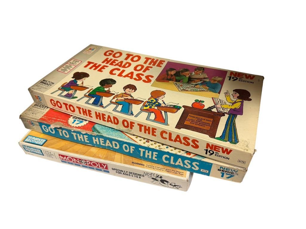 THREE VINTAGE BOARD GAMES INCLUDING MILTON BRADLEY GO TO THE HEAD OF THE CLASS NEW SERIES 17 AND 19 (1 of 17)