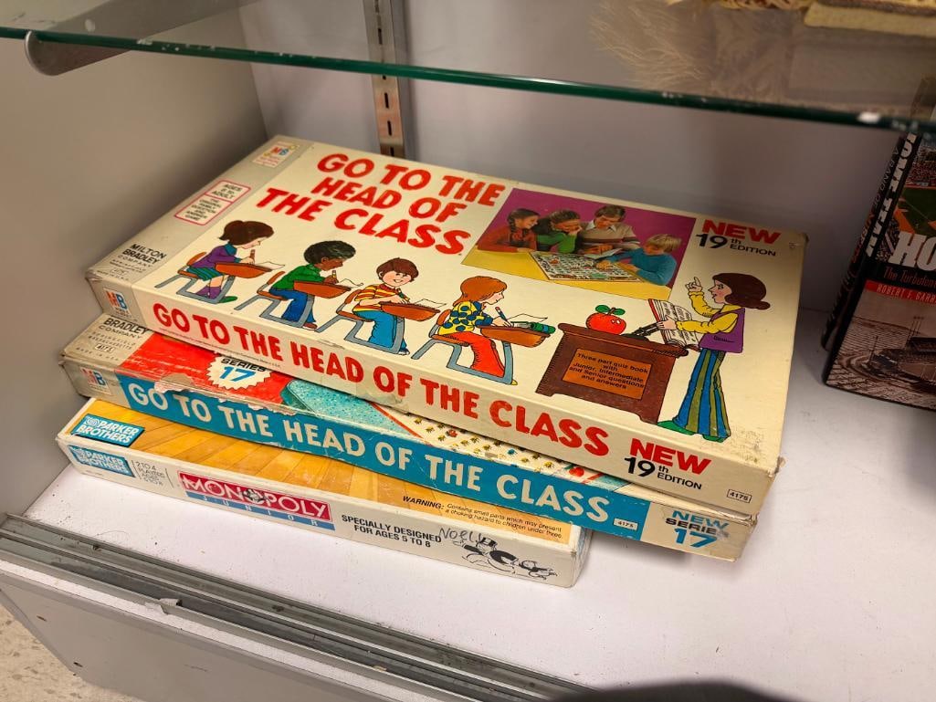 THREE VINTAGE BOARD GAMES INCLUDING MILTON BRADLEY GO TO THE HEAD OF THE CLASS NEW SERIES 17 AND 19 - 2