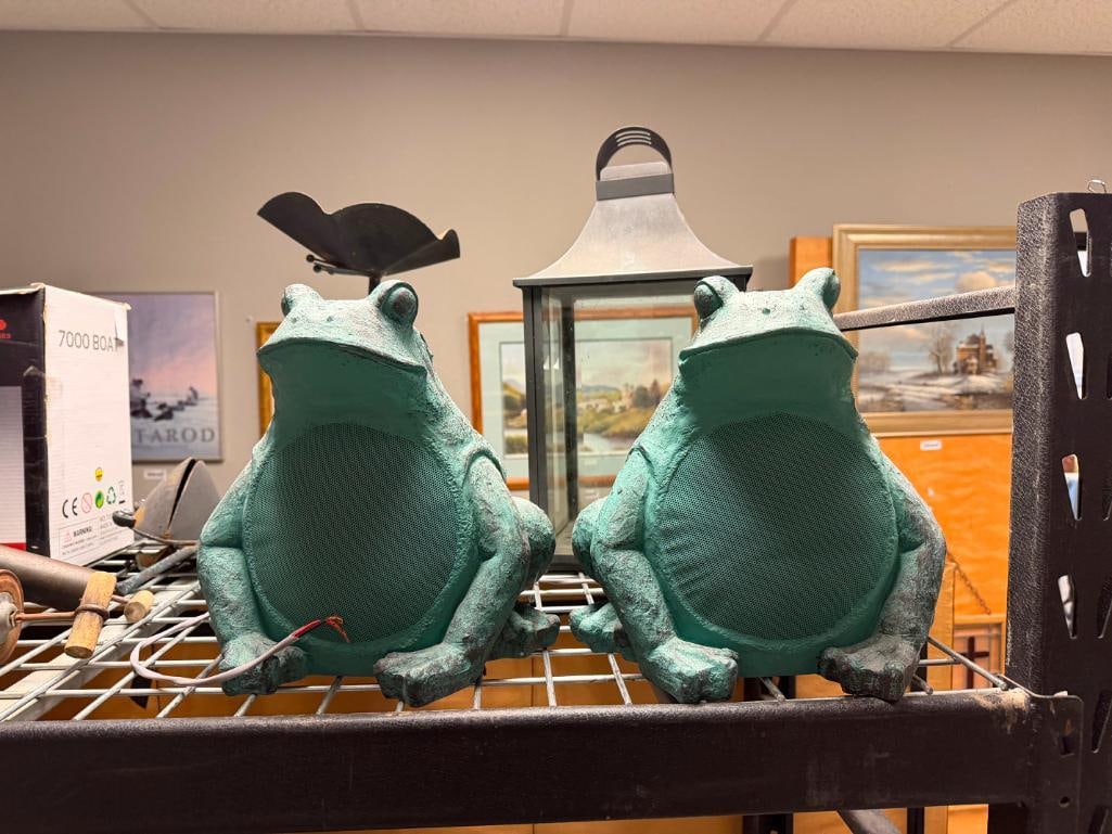PAIR OF OSD AUDIO FIGURAL FROG OUTDOOR GARDEN / PATIO SPEAKERS - 2
