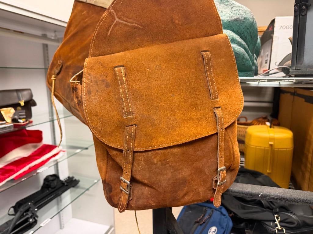 VINTAGE PAIR OF LEATHER SADDLEBAGS - 9
