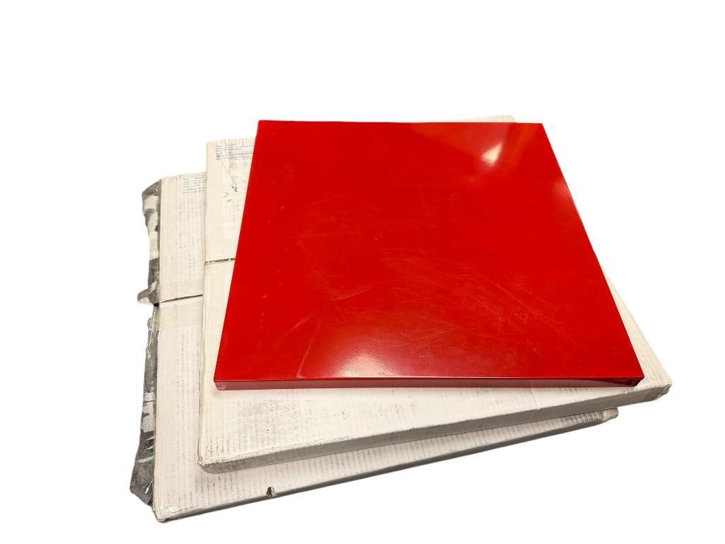 THREE RED METAL MAGNETIC PANELS (1 of 8)