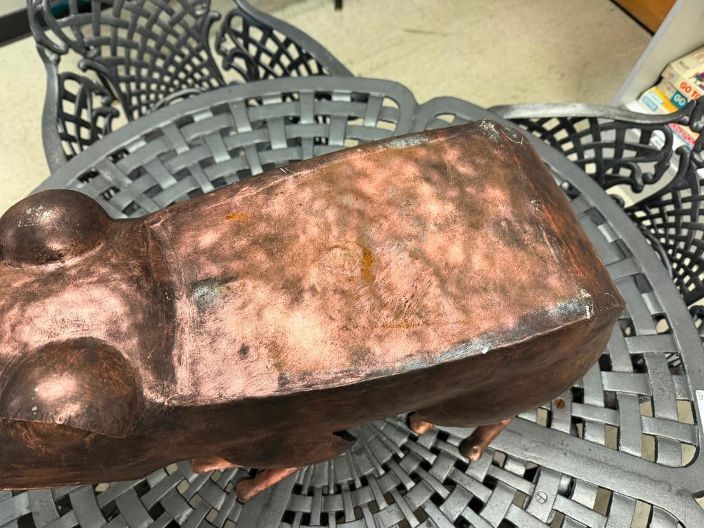 COPPER BRUSHED METAL FIGURAL YARD ART FROG SCULPTURE - 6