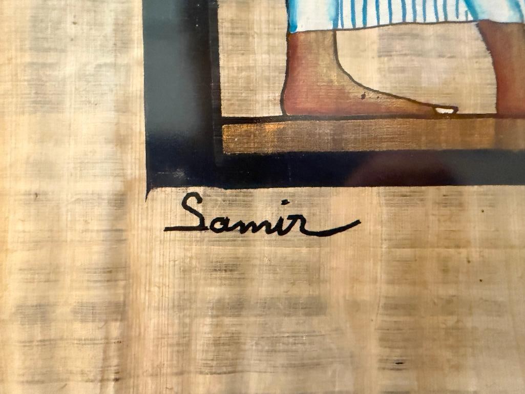 MASSIVE EGYPTIAN HIEROGLYPHIC PAINTING ON PAPYRUS ART BY FAMED SOUVENIR ARTIST SAMIR - 15