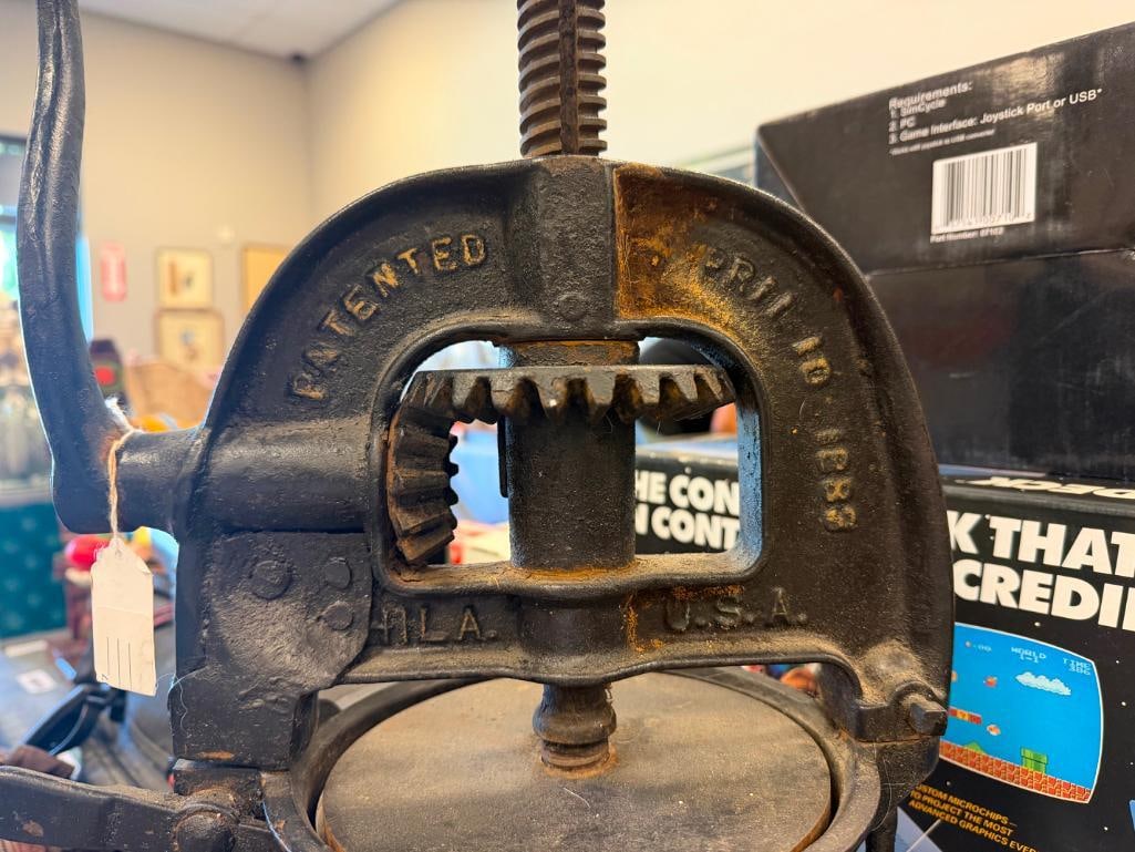 ENTERPRISE MFG. CO HAND CRANK SAUSAGE STUFFER / LARD PRESS / FRUIT PRESS - 12