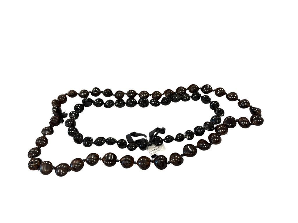 TWO HAWAIIAN BROWN KUKUI NUT LEI NECKLACES (1 of 10)