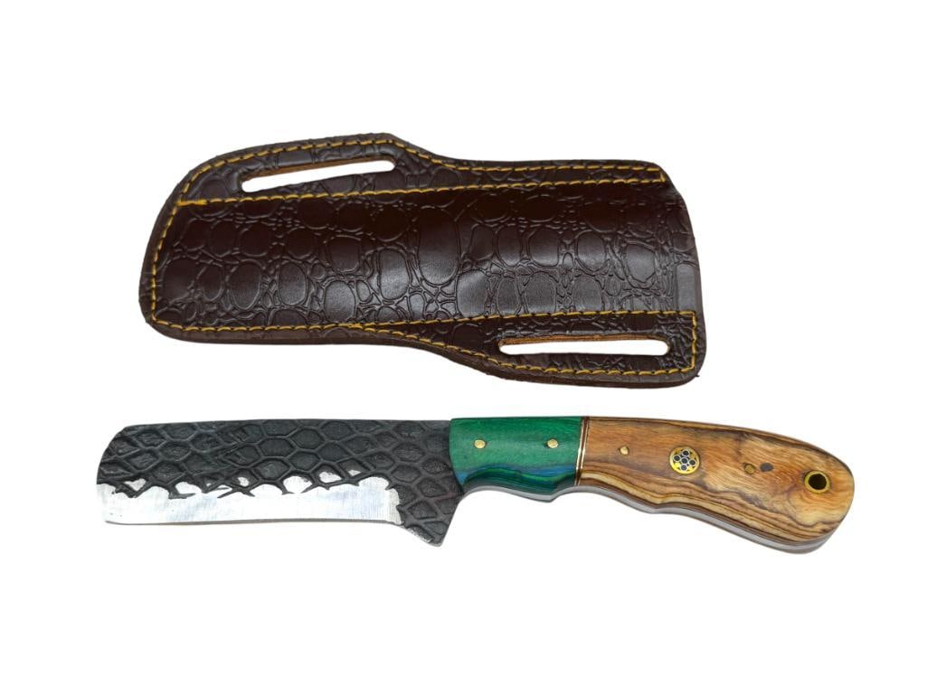 FORGED CARBON STEEL FIXED BLADE CLEAVER KNIFE WITH FULL TANG BLADE (1 of 8)