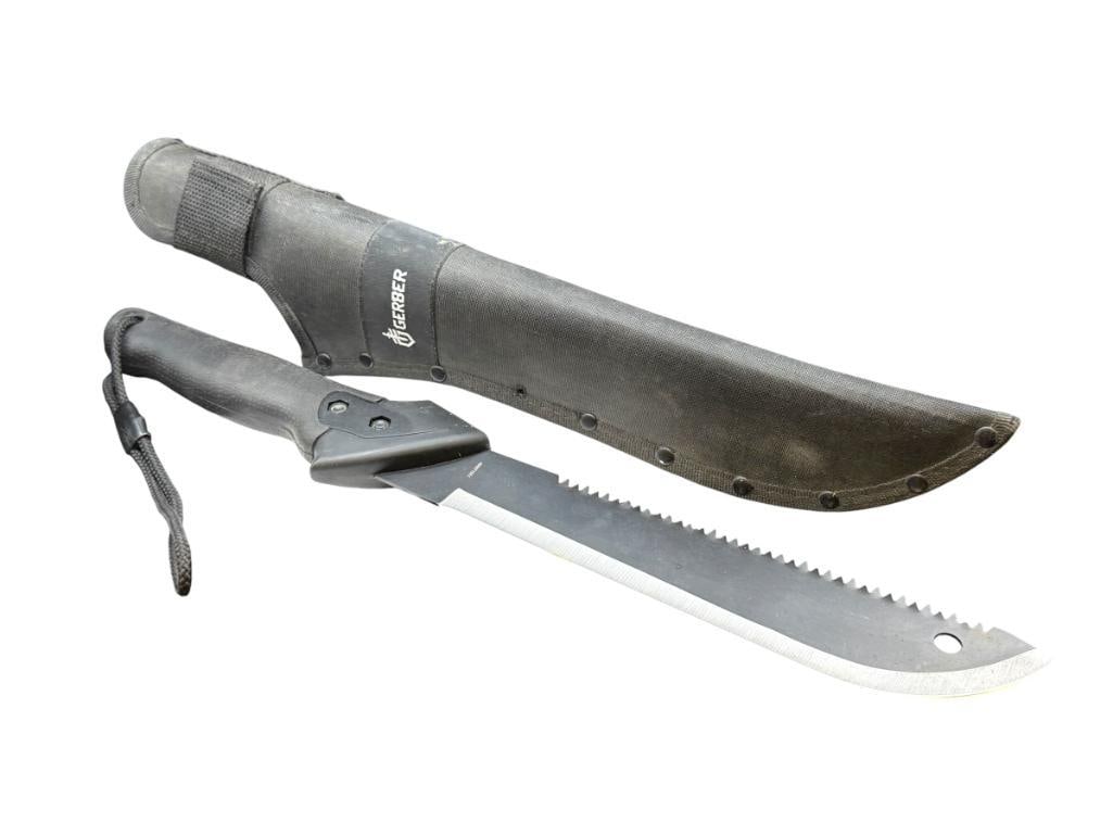 GERBER STEEL BLADE MACHETE WITH BLACK FINISH ON MOST OF BLADE (1 of 8)