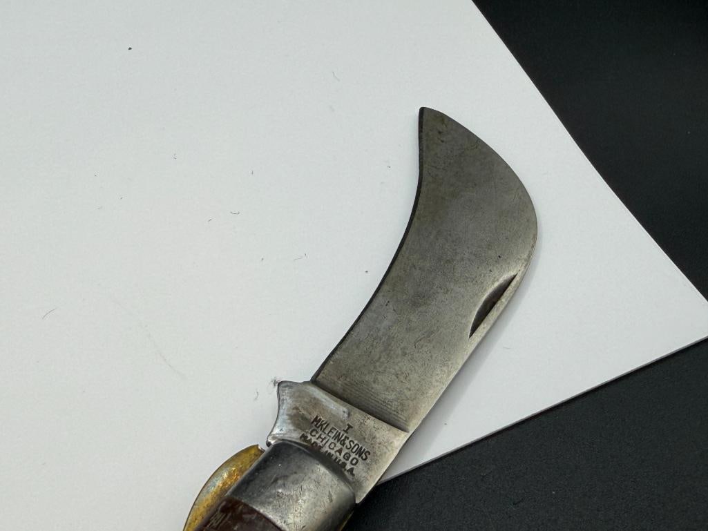 VINTAGE M. KLEIN & SONS CHICAGO MODEL I HAWKBILL POCKET KNIFE - 4
