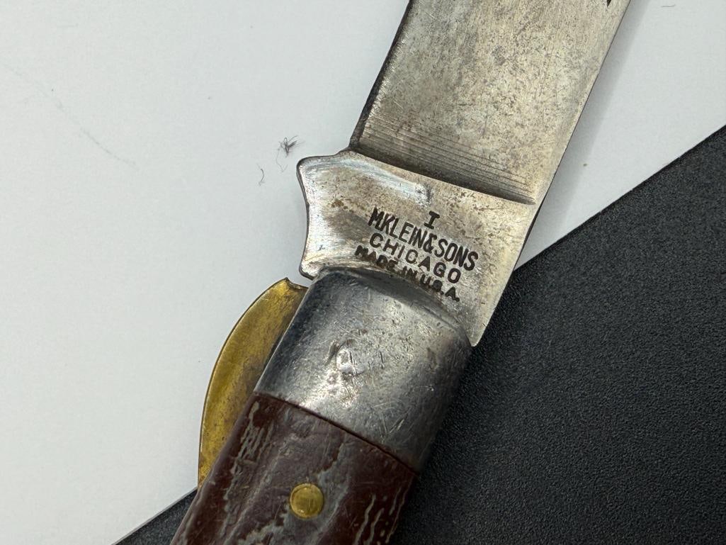 VINTAGE M. KLEIN & SONS CHICAGO MODEL I HAWKBILL POCKET KNIFE - 5