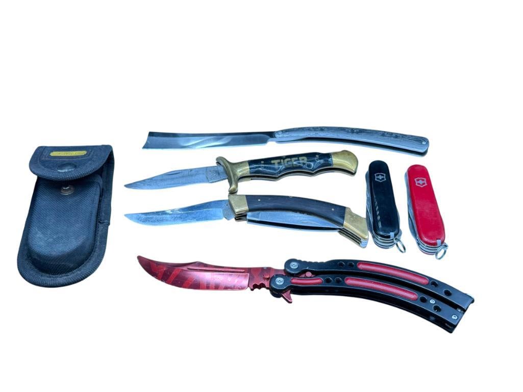 ASSORTED POCKET KNIVES INCLUDING VICTRONIX SWISS ARMY KNIVES AND TINKERBELLE ZIPPO LIGHTER (1 of 14)