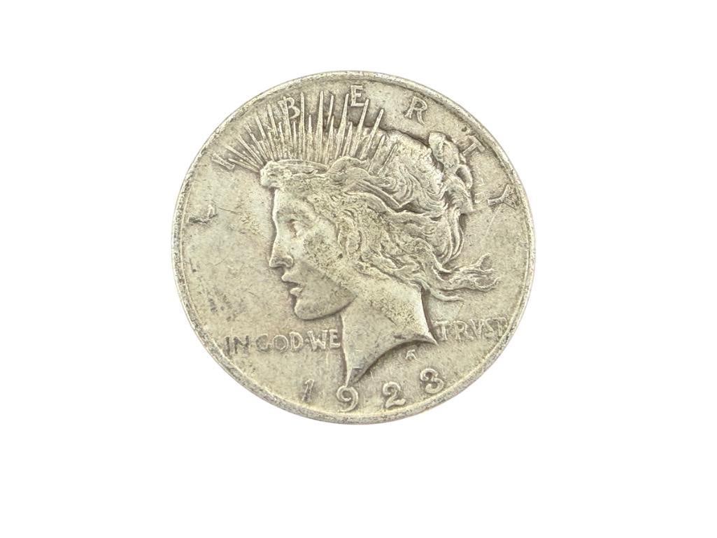 1923 U.S. PEACE SILVER DOLLAR: 90% SILVER