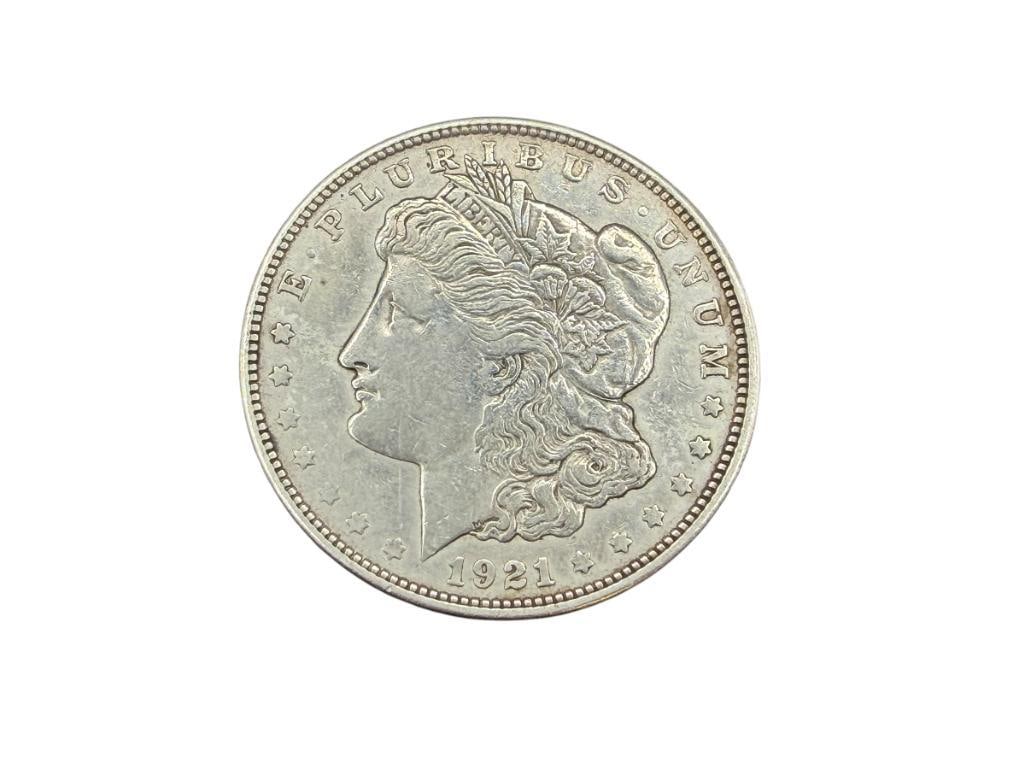 1921-D U.S. MORGAN SILVER DOLLAR: 90% SILVER