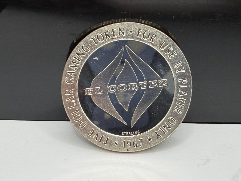 1967 EL CORTEZ HOTEL CASINO LAS VEGAS, NEVADA STERLING SILVER $5 GAMING TOKEN MINTED BY THE FRANK... - 4