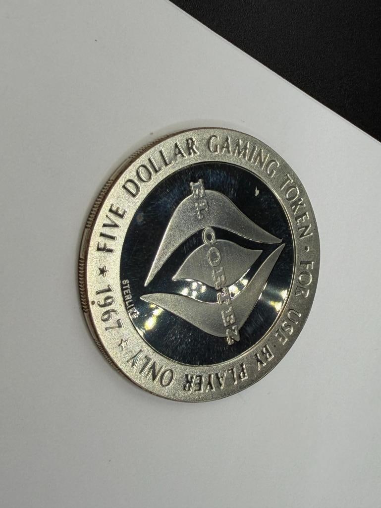 1967 EL CORTEZ HOTEL CASINO LAS VEGAS, NEVADA STERLING SILVER $5 GAMING TOKEN MINTED BY THE FRANK... - 6