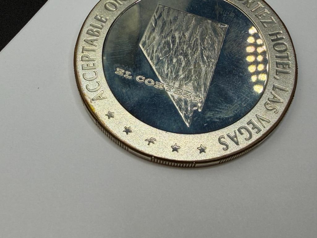 1967 EL CORTEZ HOTEL CASINO LAS VEGAS, NEVADA STERLING SILVER $5 GAMING TOKEN MINTED BY THE FRANK... - 8