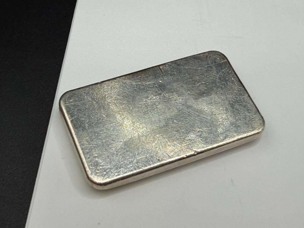 .999 FINE SILVER 5 TROY OUNCE BAR FEATURING PAUL REVERE STAMPED DESIGN - 5