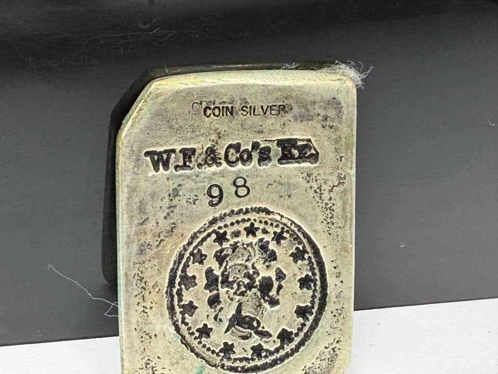 REPRODUCTION WELLS FARGO & CO. SAN FRANCISCO EXP 2 DOLLAR 1865 COIN SILVER BAR - 5