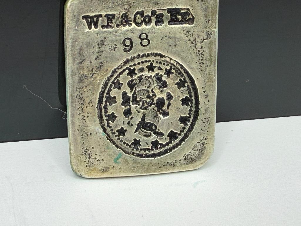 REPRODUCTION WELLS FARGO & CO. SAN FRANCISCO EXP 2 DOLLAR 1865 COIN SILVER BAR - 6