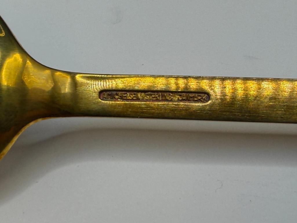 VINTAGE JUL 1968 A. MICHELSEN DANMARK STERLING SILVER A MOTHER'S HEART DESIGN FORK AND SPOON - 10